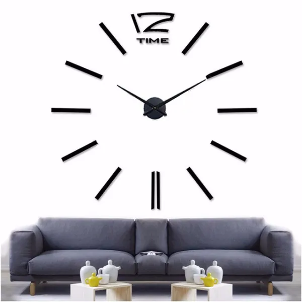 3D Nalepovacie hodiny DIY Clock 12 Time XL Black 90-130cm
