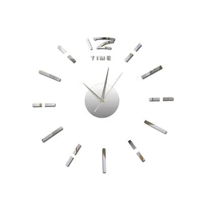 3D Nalepovacie hodiny DIY Clock BIG Time Q70D1, Silver 80-130cm