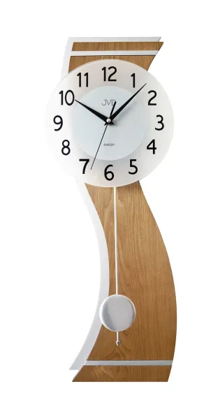 Moderné kyvadlové hodiny JVD NS22012/78 (64 cm) – Kombinácia dreva a kovu