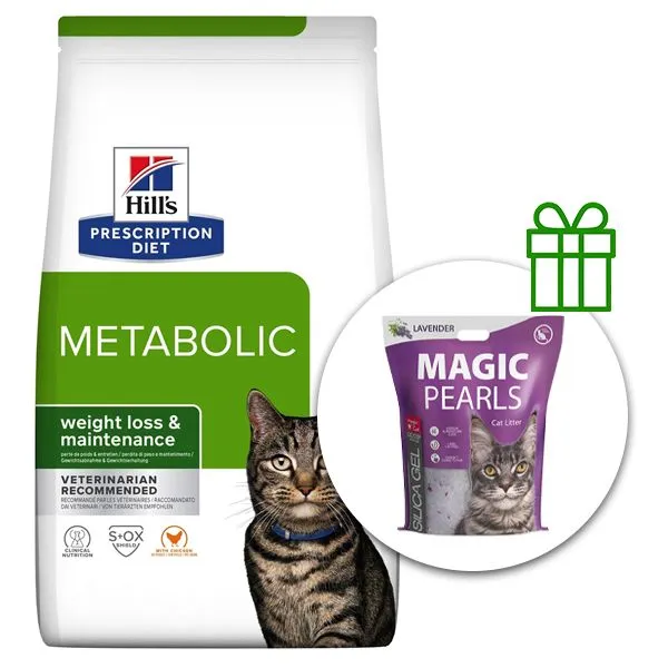 Hill's Prescription Diet Metabolic Regulácia hmotnosti granule pre mačky 8 kg + podstielka ZADARMO