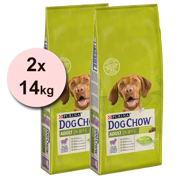DOG CHOW Adult granule pre psov jahňacie 2x14 kg