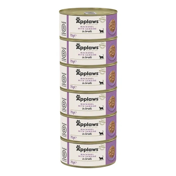Applaws Konzerva pre mačky s makrelou a sardinkou vo vývare 6 x 70 g