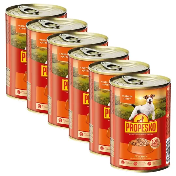 Propesko Dog Konzerva kura-pečeň v omáčke 6 x 415 g