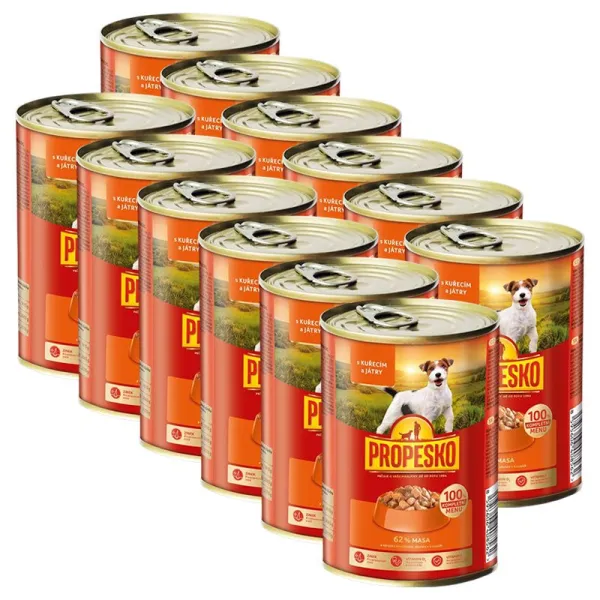 Propesko Dog Konzerva kura-pečeň v omáčke 12 x 415 g
