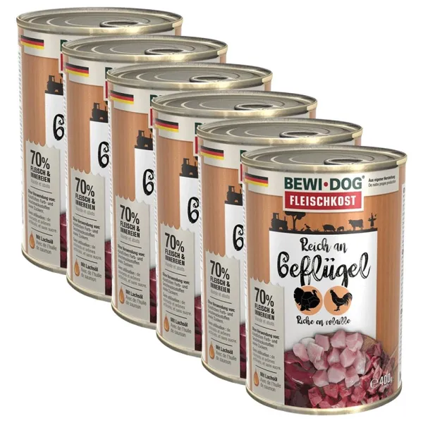 BEWI DOG konzerva – Hydina, 6 x 400g