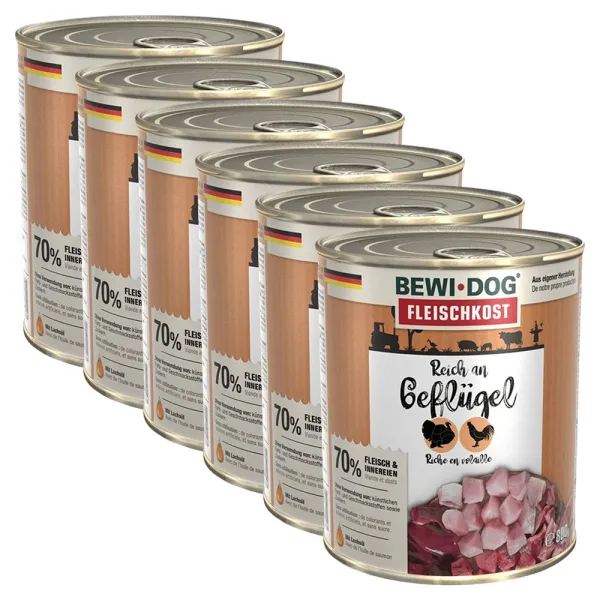 BEWI DOG konzerva – Hydina, 6 x 800g