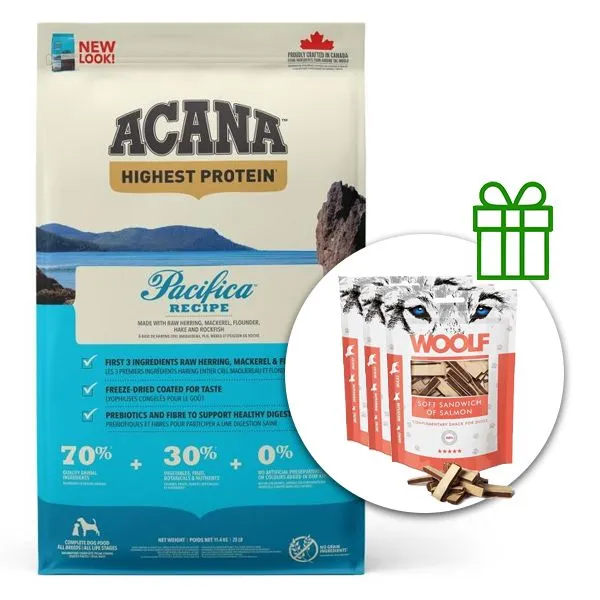 ACANA Pacifica Dog Recipe 11,4 kg + 3x pamlsky ZADARMO