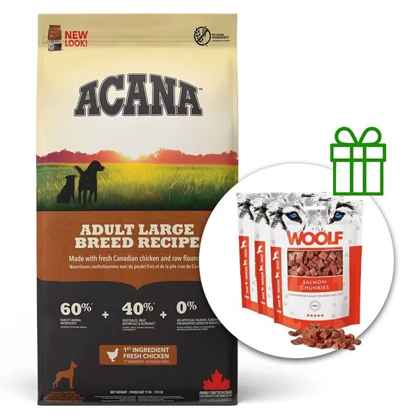 ACANA Adult Large Breed Recipe 17 kg + 3x pamlsky ZADARMO