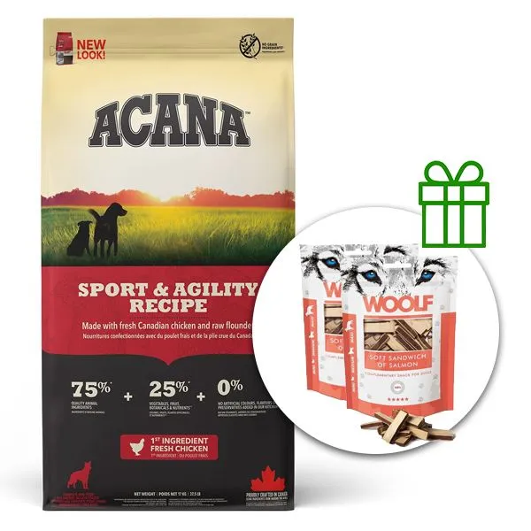Acana Sport & Agility Recipe 11,4 kg + 2x pamlsky ZADARMO