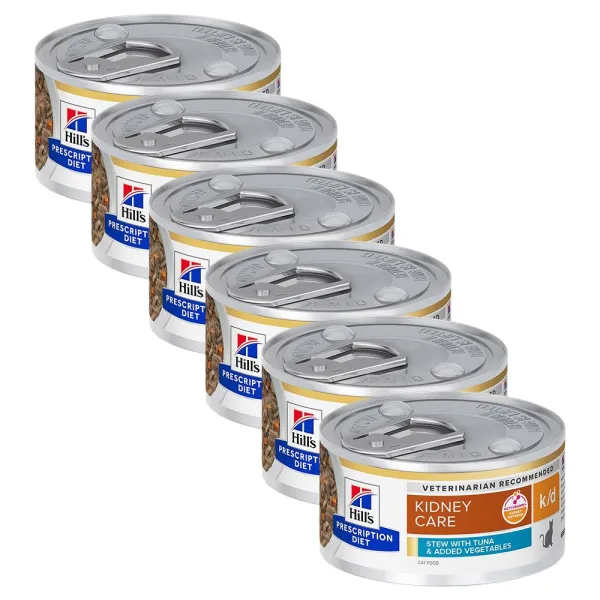 Hill's Prescription Diet k/d Stew Starostlivosť o obličky konzerva pre mačky tuniak 6 x 82 g