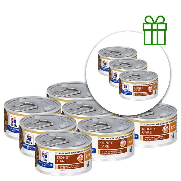 Hill's Prescription Diet k/d Stew Starostlivosť o obličky konzerva pre mačky 82 g, 9+3 ZADARMO