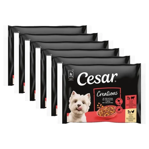 Cesar Creations kapsičky hovädzie a kuracie v želé 6 x (4x100 g)