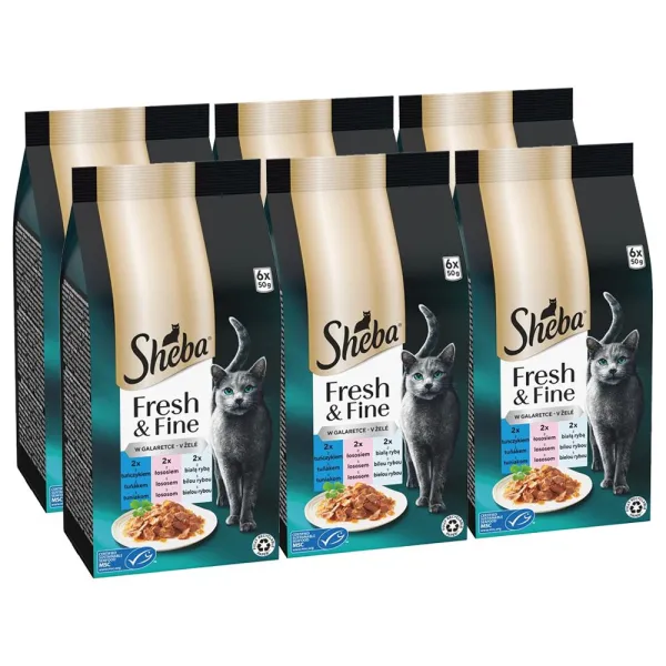 Sheba Fresh & Fine kapsičky pre mačky, tuniak, losos a biela ryba 6 x (6x50 g)