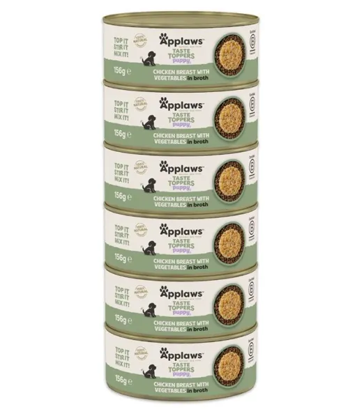 Applaws Puppy Taste Toppers Chicken Breast with Vegetables in Broth 6 x 156 g