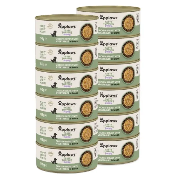 Applaws Puppy Taste Toppers Chicken Breast with Vegetables in Broth 12 x 156 g