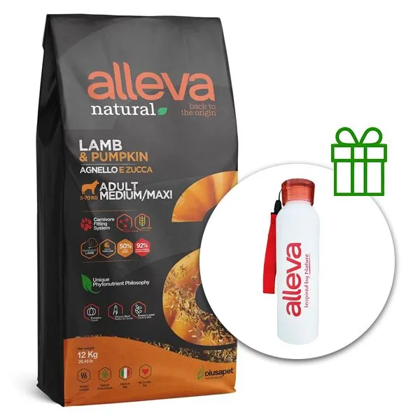 Alleva NATURAL dog lamb & pumpkin adult medium/maxi 12 kg + termofľaša ZADARMO