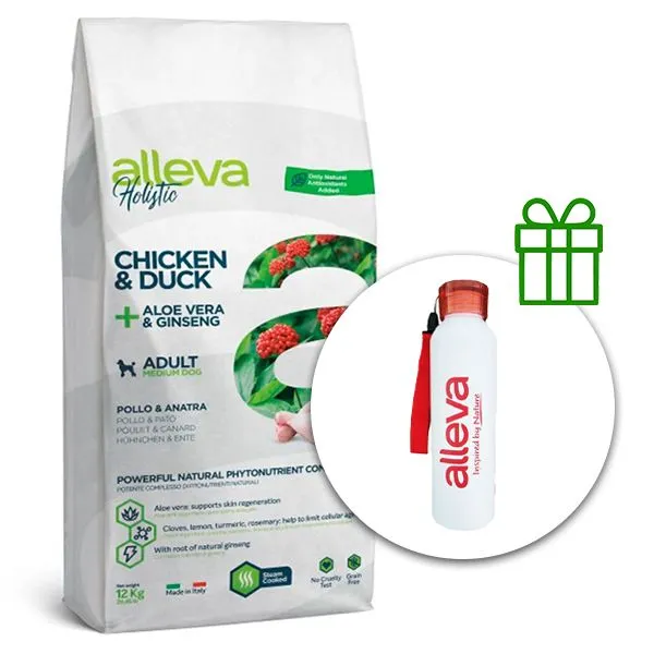 Alleva HOLISTIC dog adult medium chicken & duck 12 kg + termofľaša ZADARMO