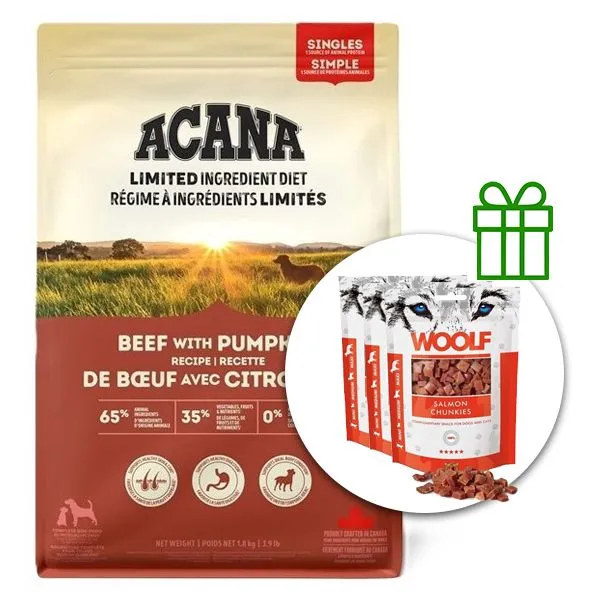 ACANA Singles Beef With Pumpkin Recipe 11,4 kg + 3x pamlsky ZADARMO