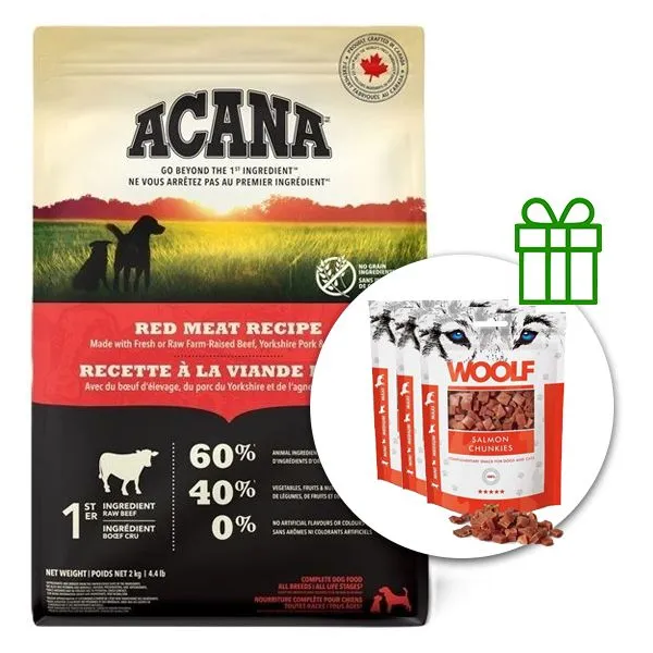 ACANA Red Meat Recipe 11,4 kg + 3x pamlsky ZADARMO