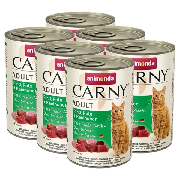 Animonda Carny Adult s hovädzím mäsom, morkou a králikom - 6 x 400g