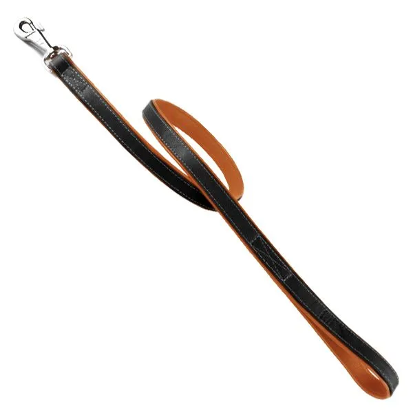 Kožené vodítko Collar Soft - 122cm, 25mm - čierno - hnedé