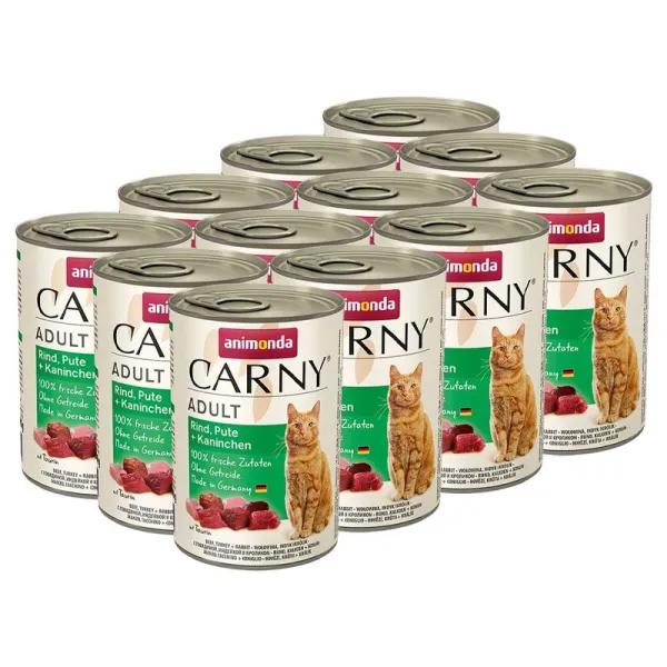 Animonda Carny Adult s hovädzím mäsom, morkou a králikom - 12 x 400g