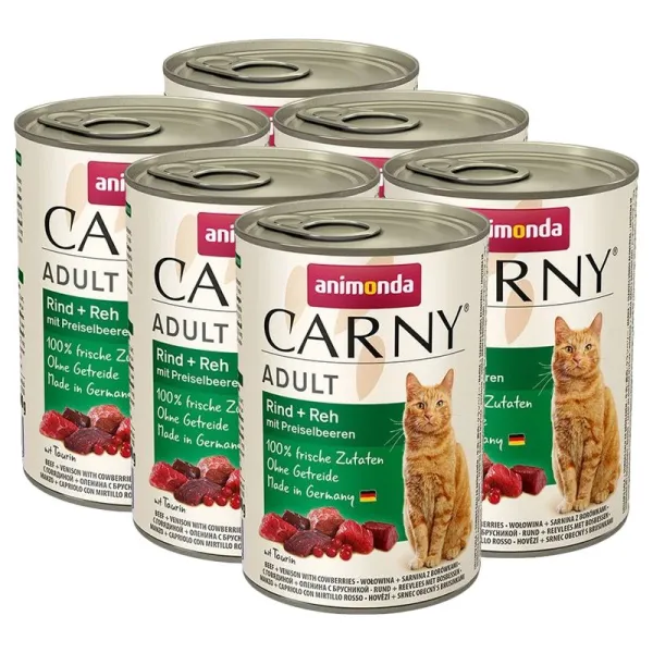 Animonda Carny Adult hovädzie, srnec a brusnice - 6 x 400 g