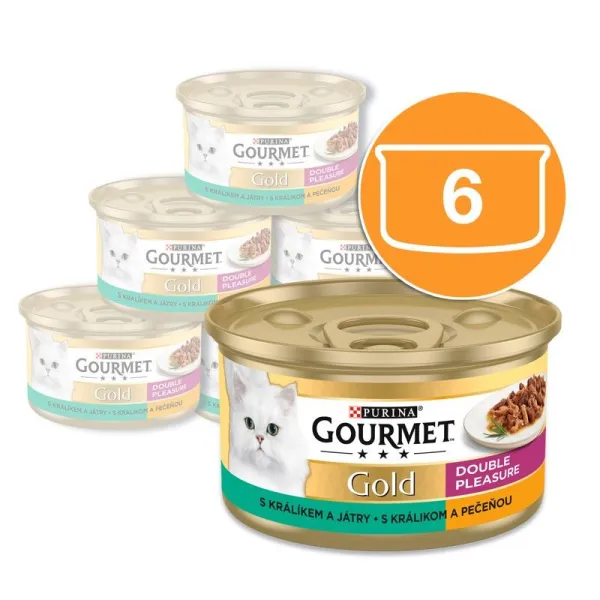 Gourmet Gold konzerva pre mačky králik, pečeň 6x85 g