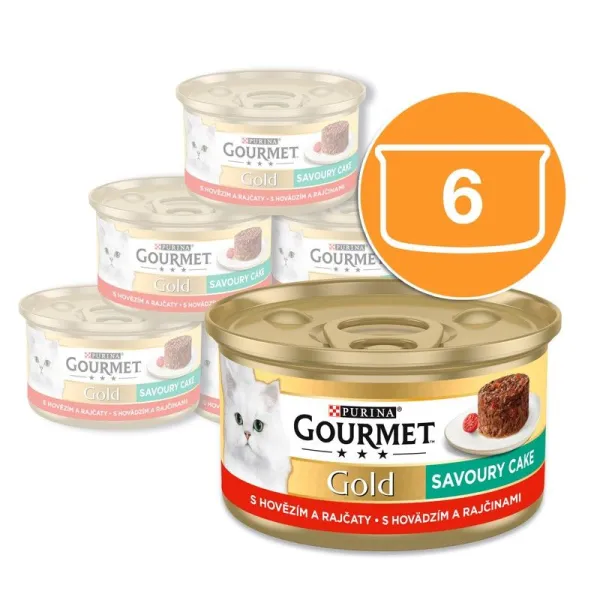 Gourmet Gold Savoury Cake konzerva pre mačky hovädzie 6x85 g