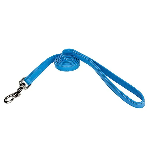 Ploché kožené vodítko 122cm, 18mm - modré