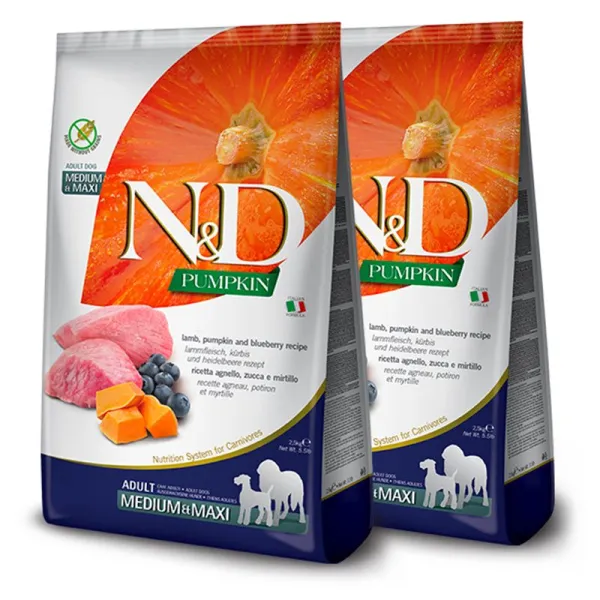 Farmina N&D dog GF PUMPKIN adult medium/maxi, lamb & blueberry - 2 x 12kg