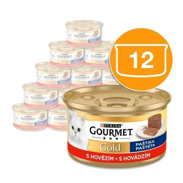 Gourmet Gold konzerva pre mačky hovädzie paštéta 12x85 g