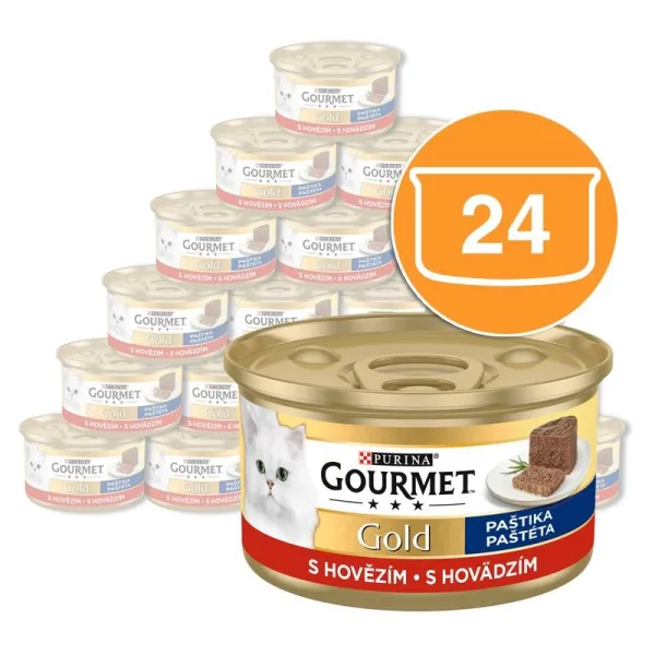 Gourmet Gold konzerva pre mačky hovädzie paštéta 24x85 g