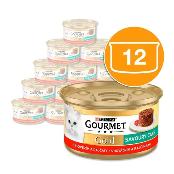 Gourmet Gold Savoury Cake konzerva pre mačky hovädzie 12x85 g
