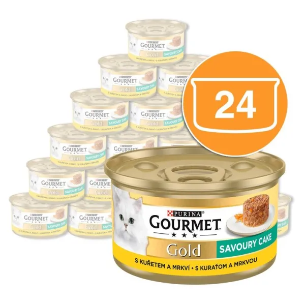 Gourmet Gold Savoury Cake konzerva pre mačky kura 24x85 g