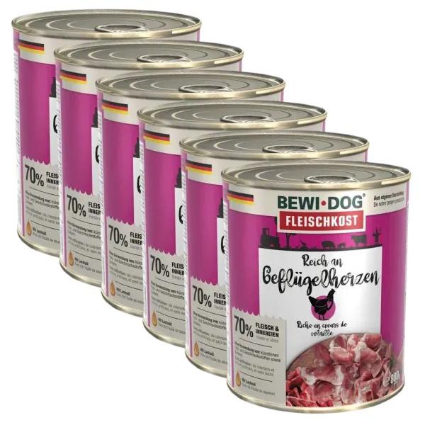 BEWI DOG konzerva – Hydinové srdcia 6 x 800 g