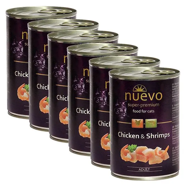 Konzerva NUEVO CAT Adult Chicken & Shrimps 6 x 400 g