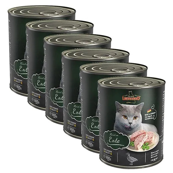 Konzerva pre mačky Leonardo, kačka 6 x 800 g