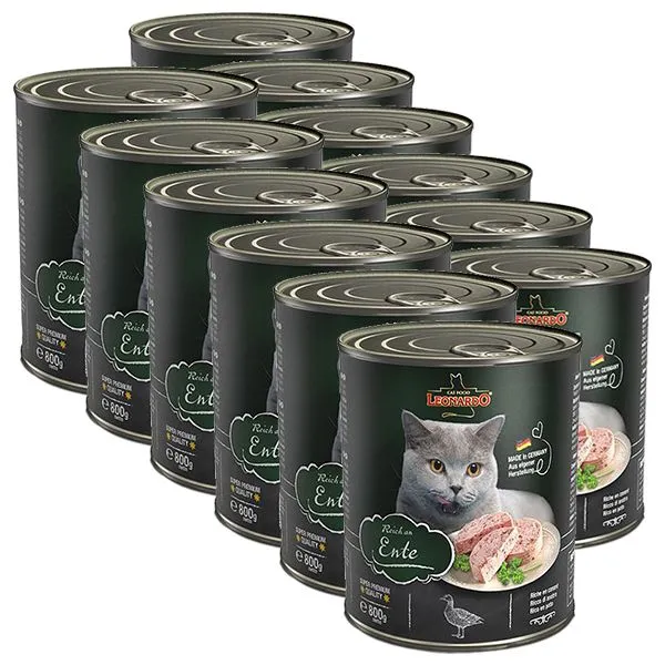 Konzerva pre mačky Leonardo, kačka 12 x 800 g
