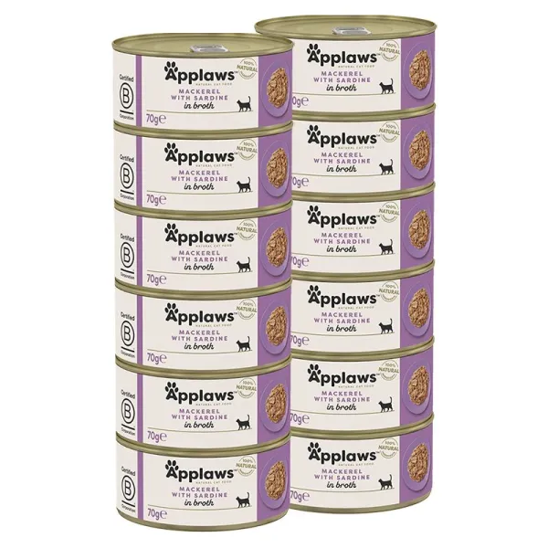 Applaws Konzerva pre mačky s makrelou a sardinkou vo vývare 12 x 70 g