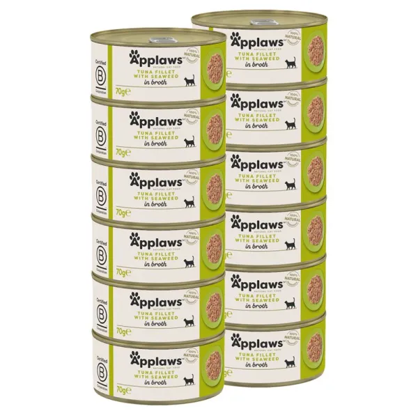 Applaws Konzerva pre mačky s tuniakom a morskými riasami vo vývare 12 x 70 g