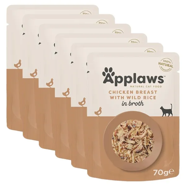 Applaws Kapsička pre mačky s kuracími prsiami a divou ryžou vo vývare 6 x 70 g