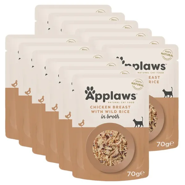 Applaws Kapsička pre mačky s kuracími prsiami a divou ryžou vo vývare 12 x 70 g