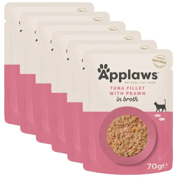 Applaws Kapsička pre mačky s tuniakom a krevetami vo vývare 6 x 70 g