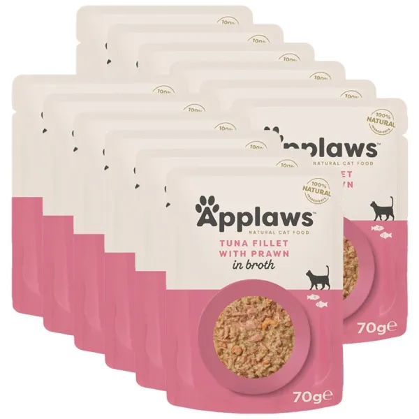 Applaws Kapsička pre mačky s tuniakom a krevetami vo vývare 12 x 70 g
