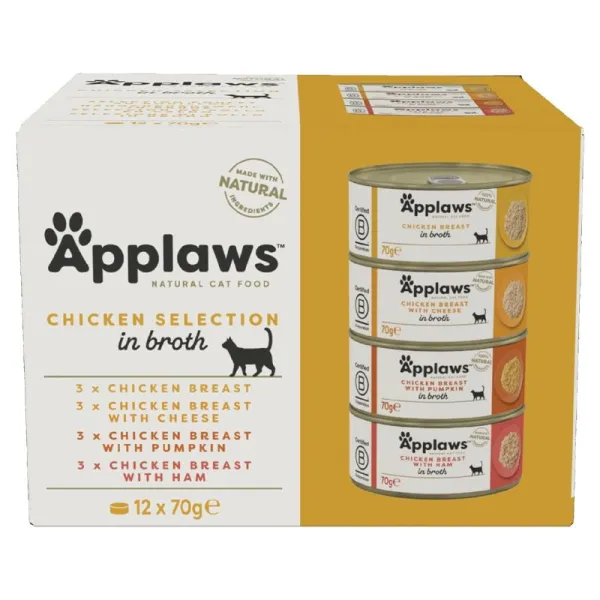 Applaws Chicken Selection Konzerva pre mačky, kurací výber vo vývare 12 x 70 g