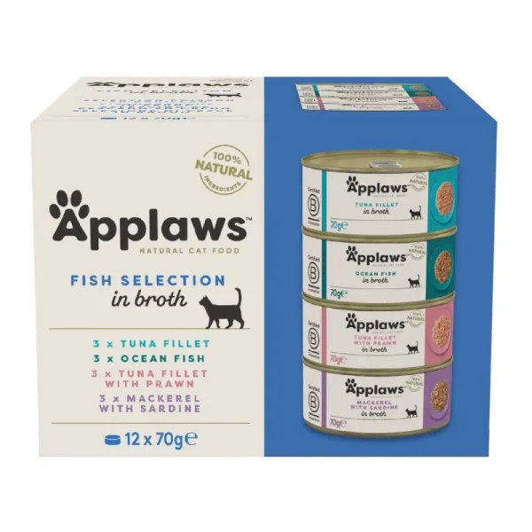Applaws Fish Selection Konzerva pre mačky, výber rýb vo vývare 12 x 70 g