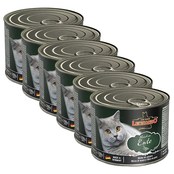 Konzerva pre mačky Leonardo, kačka 6 x 200 g