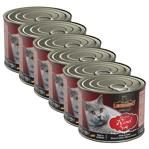 Konzerva pre mačky Leonardo, hovädzie 6 x 200 g