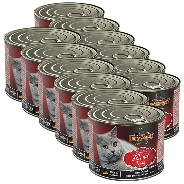 Konzerva pre mačky Leonardo, hovädzie 12 x 200 g